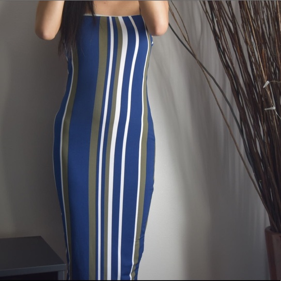 Striped Bodycon Long Dress - Picture 2 of 3